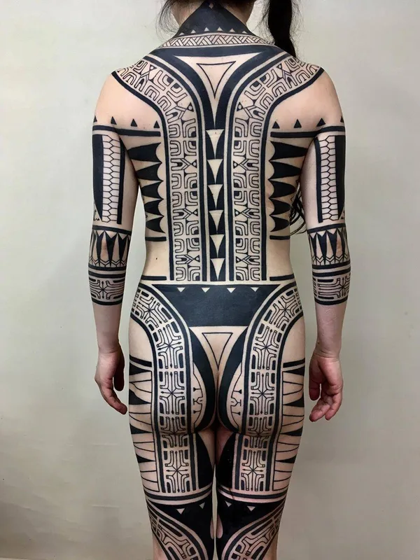 female black tribal tattoo on full body #30621 | Tattoo Artist Taku Oshima