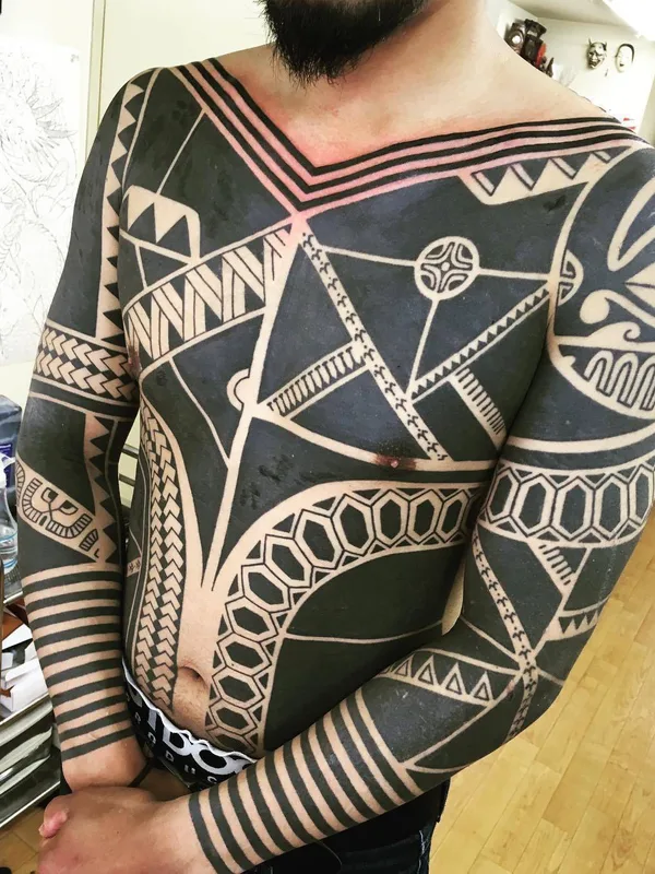 male black blackwork tattoo on full body #30613 | Tattoo Artist Taku Oshima