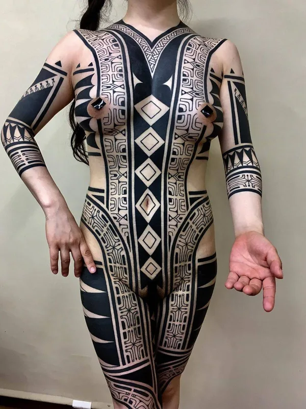 female black blackwork tattoo on full body #30622 | Tattoo Artist Taku Oshima