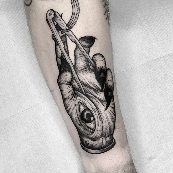 Graphic tattoo by Luca Cospito in Roma