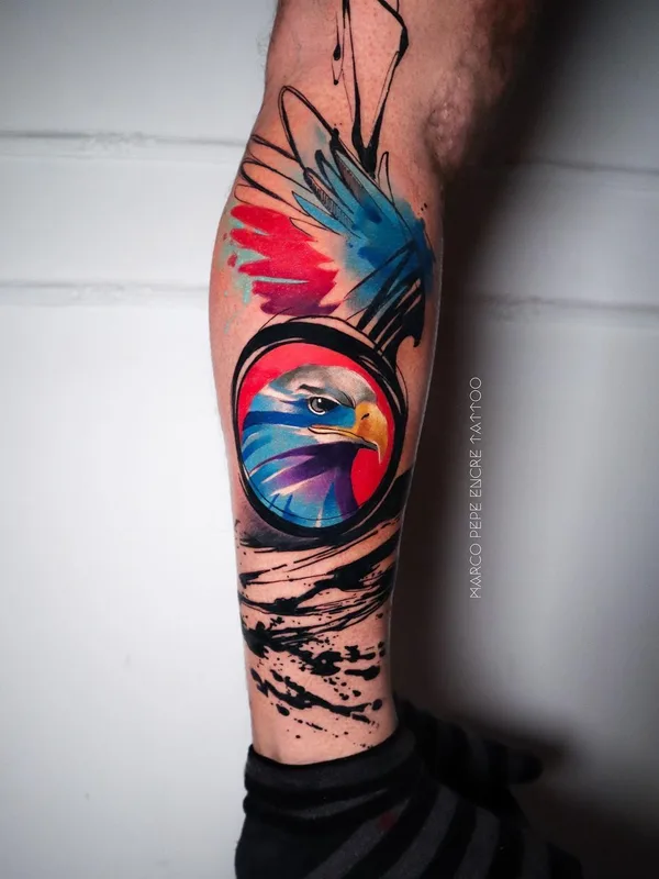 color watercolor tattoo on calf #40399 | Tattoo Artist Marco Pepe
