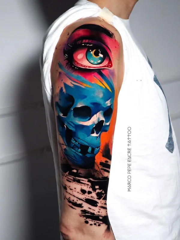 color watercolor tattoo on full sleeve #40397 | Tattoo Artist Marco Pepe