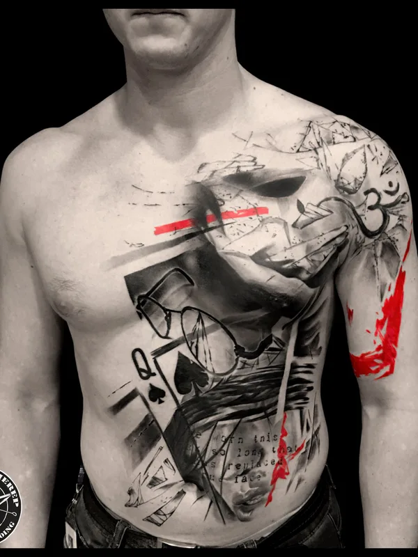 male color abstract tattoo on chest #31389 | Tattoo Artist Vladimir Cherep 