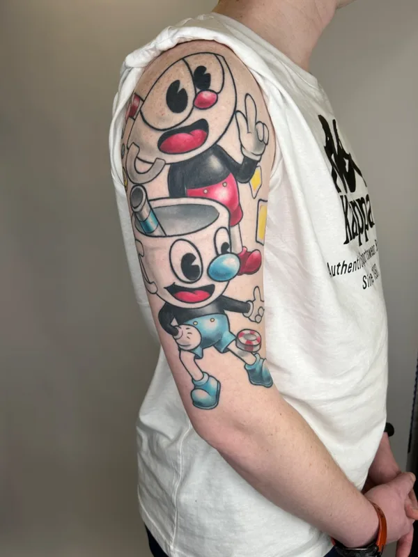 color cartoon Tatuaggio su full sleeve #71403 | Tatuatore Ксюша Криг
