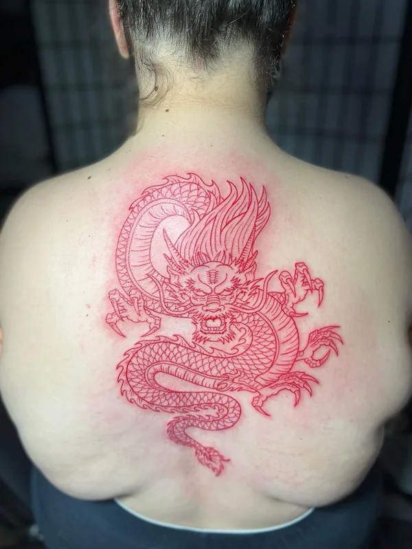 color linework Tatuaggio su upper back #57367 | Tatuatore Kamberly Ledford