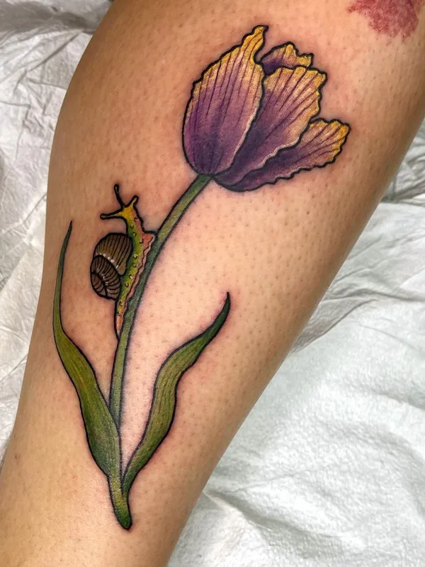 color illustrative Tatuaggio su calf #57376 | Tatuatore Courtney Ann Schmidt