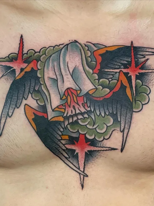 color traditional Tatuagem em chest #57381 | Tatuador Jason Thomas