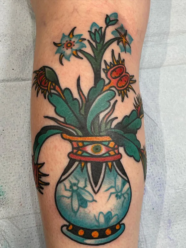 color traditional Tatuagem em calf #57390 | Tatuador Jason Thomas