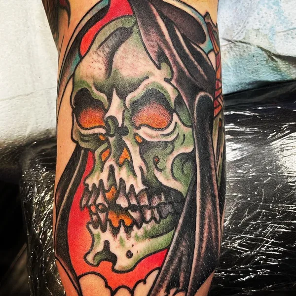 New School tattoo by Jason Thomas in Jackson