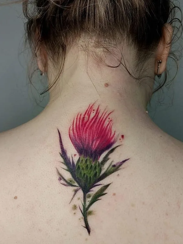 female color watercolor 타투 부위 back of neck #73050 | 타투이스트 Полина Алексеевна Мироненко