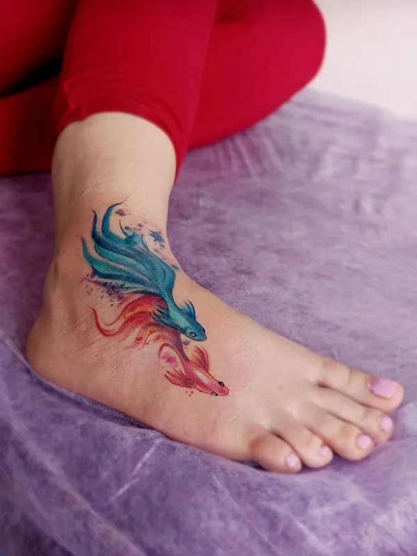 female color watercolor 타투 부위 foot #73051 | 타투이스트 Полина Алексеевна Мироненко
