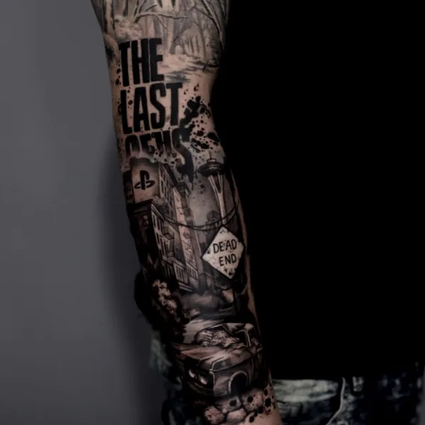 Trash Polka tattoo by Polina Cohen in San Francisco