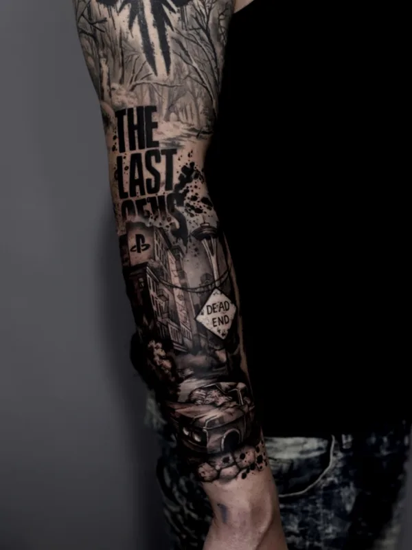 Trash Polka tattoo by Polina Cohen in San Francisco