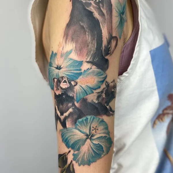 Watercolor tattoo by Jingxi Gu in Los Angeles
