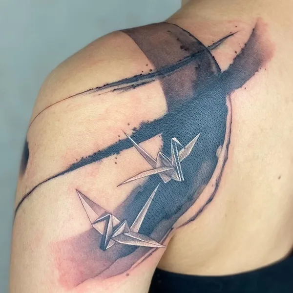 Watercolor tattoo by Jingxi Gu in Los Angeles