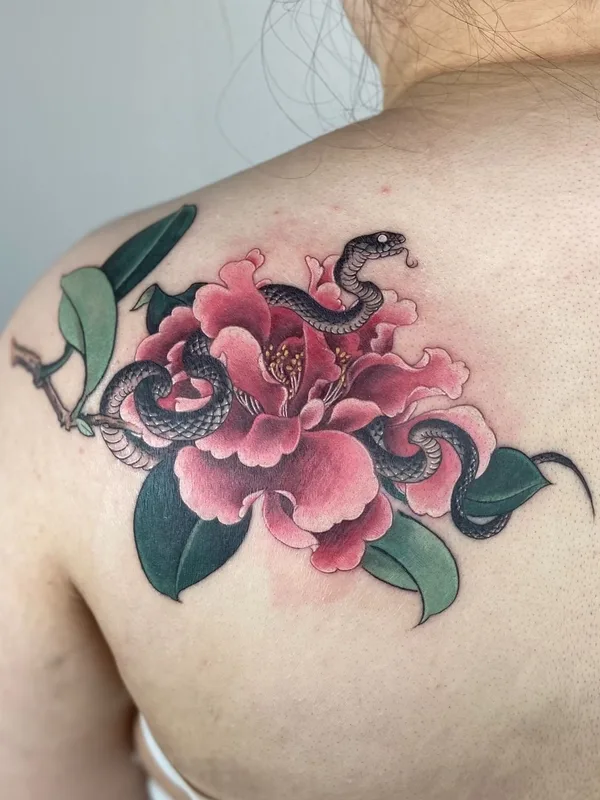 color japanese татуировка на shoulder blade #43293 | Тату мастер Jingxi Gu