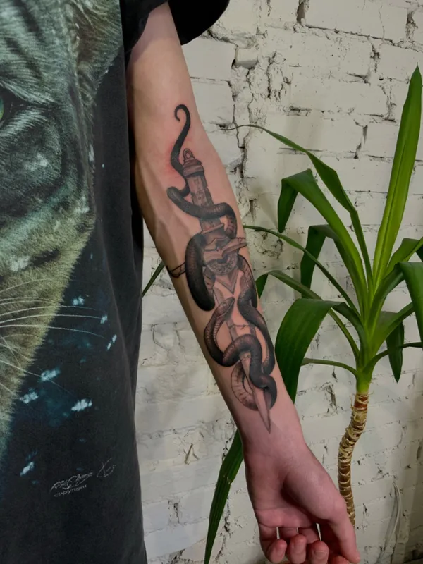 black and grey black and grey tattoo on forearm #60799 | Tattoo Artist Андрей Андрюхинский
