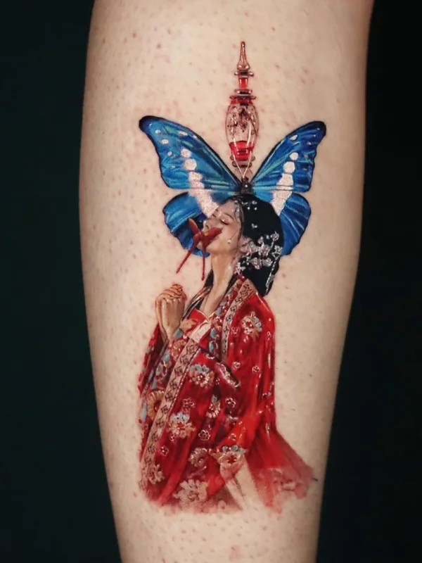 female color realism 타투 부위 calf #60814 | 타투이스트 EunB