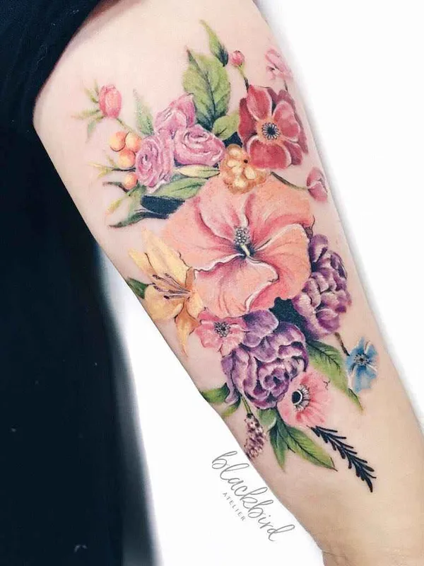 female color watercolor tattoo on forearm #11983 | Tattoo Artist Luiza Oliveira