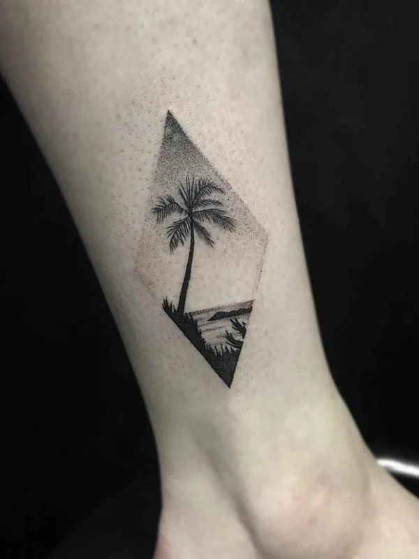 black and grey geometric татуировка на ankle #12477 | Тату мастер Malikov Andrey