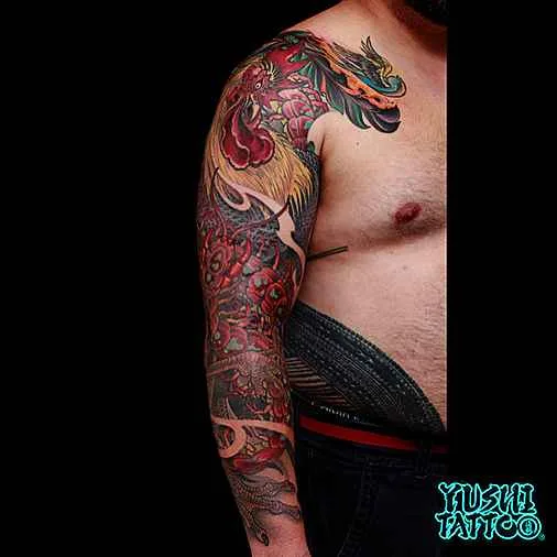 male color japanese tattoo auf full sleeve #16282 | Tätowierer Yushi