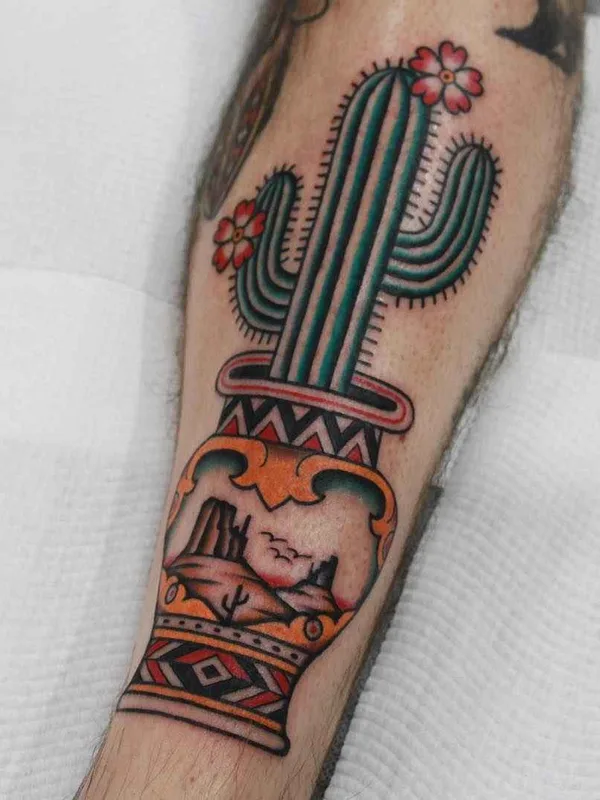 color traditional tatuaje en calf #12021 | Tatuador Vic James