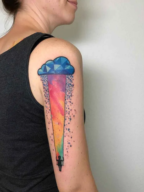female color watercolor tatouage sur upper arm #14707 | Artiste tatoueur Emrah de Lausbub