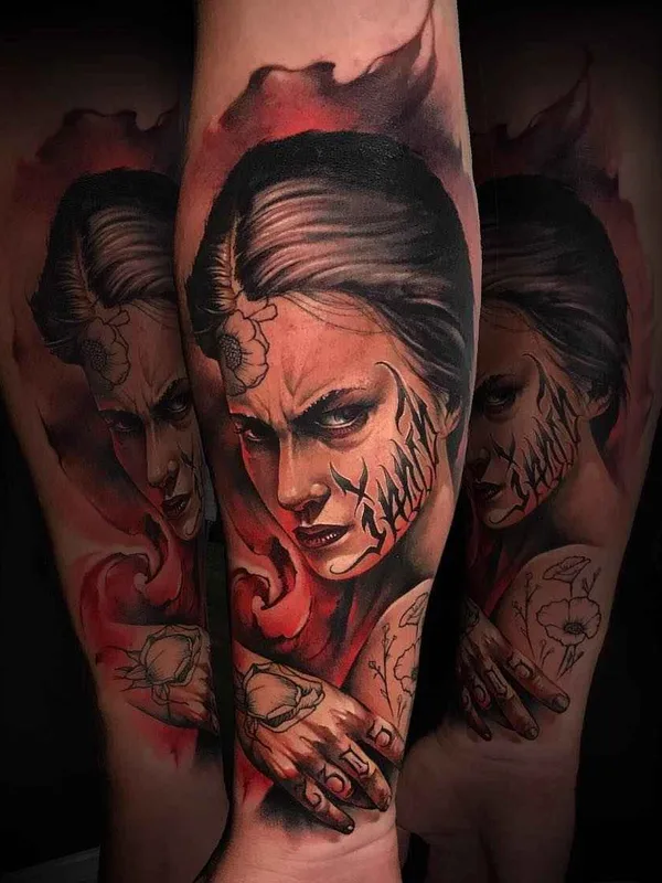 female color realism tattoo on forearm #14508 | Tattoo Artist Benjamin Laukis