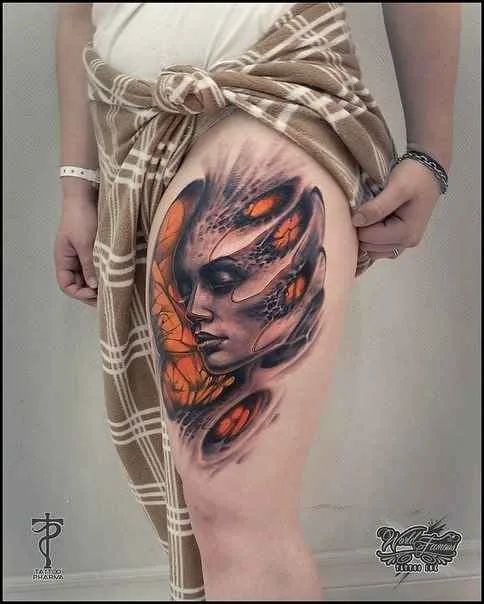 female color realism Tatuaggio su thigh #20266 | Tatuatore Александр Литвинов