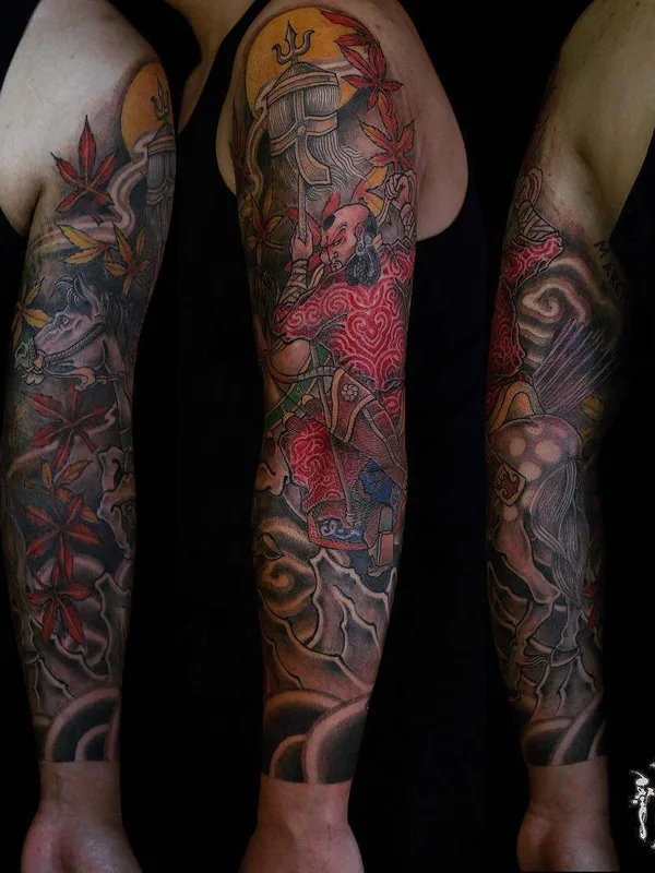 male color japanese tattoo on full sleeve #21999 | Tattoo Artist Yideer