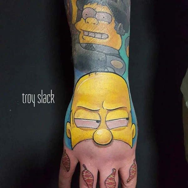 New School tattoo by Troy Slack