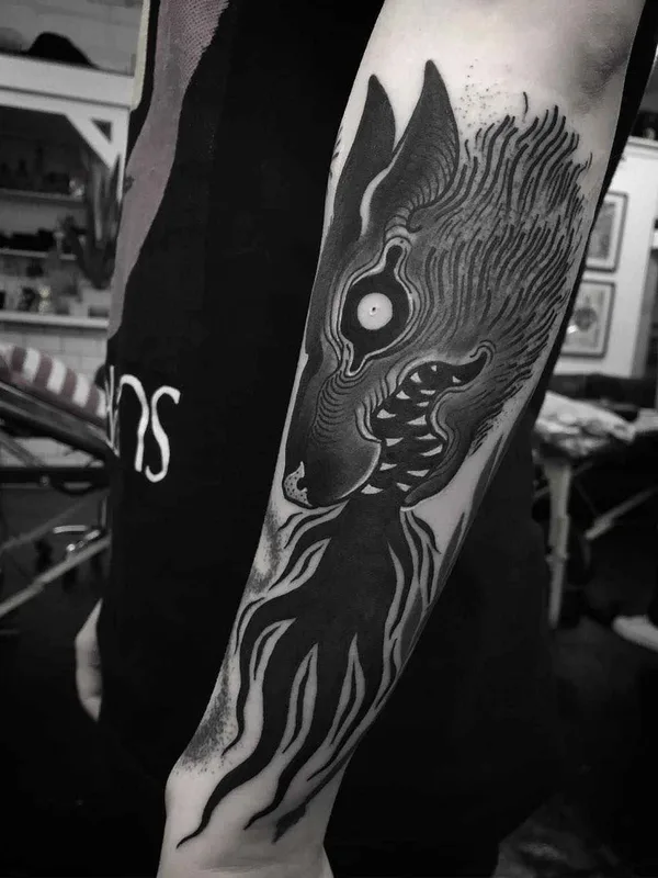 black blackwork tattoo on forearm #16841 | Tattoo Artist Laura Yahna