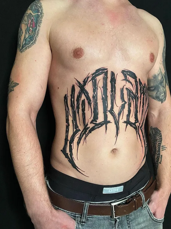 male black blackwork татуировка на stomach #48872 | Тату мастер Сергей Чернышев