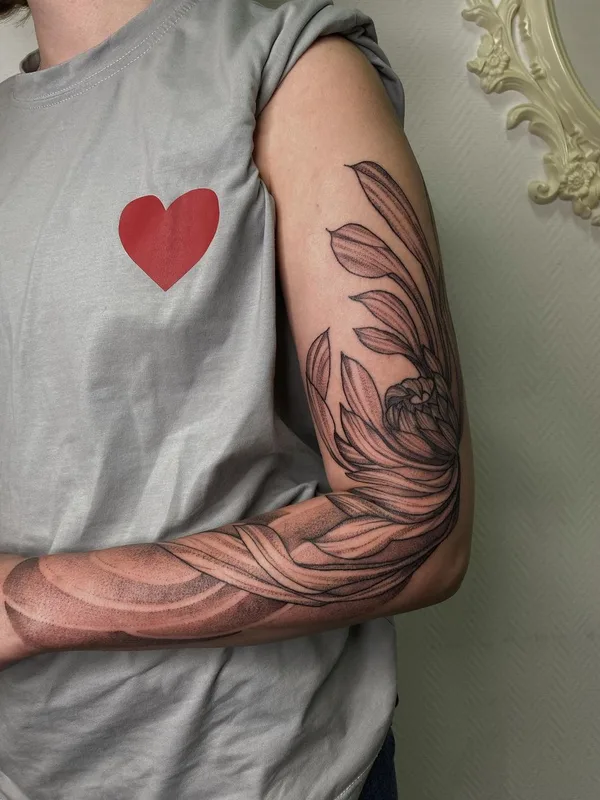 black and grey linework 타투 부위 forearm #48917 | 타투이스트 Дора Ларина