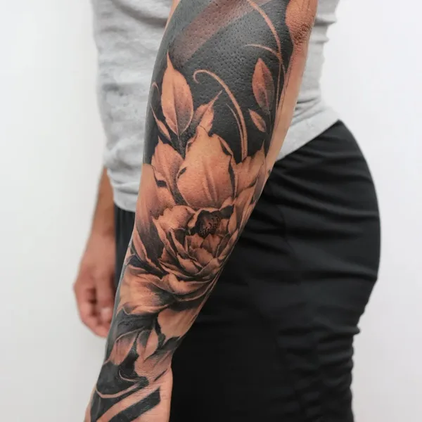 Botanical tattoo by Jordan Corneil in Lyon