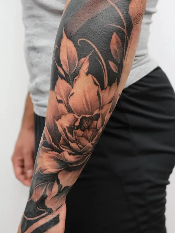 Botanical tattoo by Jordan Corneil in Lyon