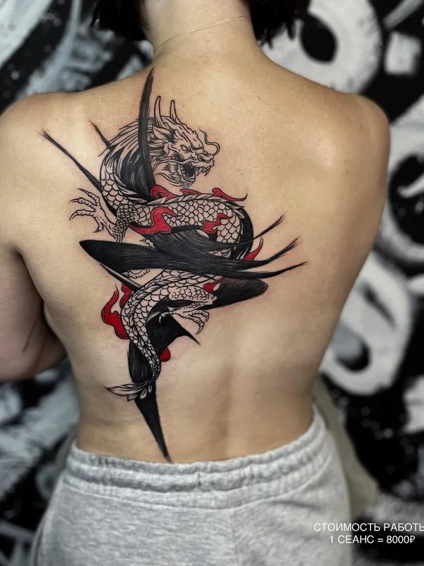 black and grey japanese Tatuaggio su upper back #52183 | Tatuatore Савелий Шустовъ