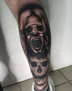 black and grey realism татуировка на calf #52220 | Тату мастер Евгений Мич