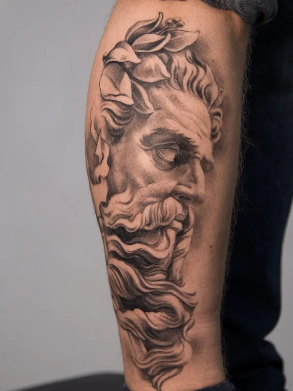 black and grey realism tatuaje en calf #52231 | Tatuador Герасимов Сергей