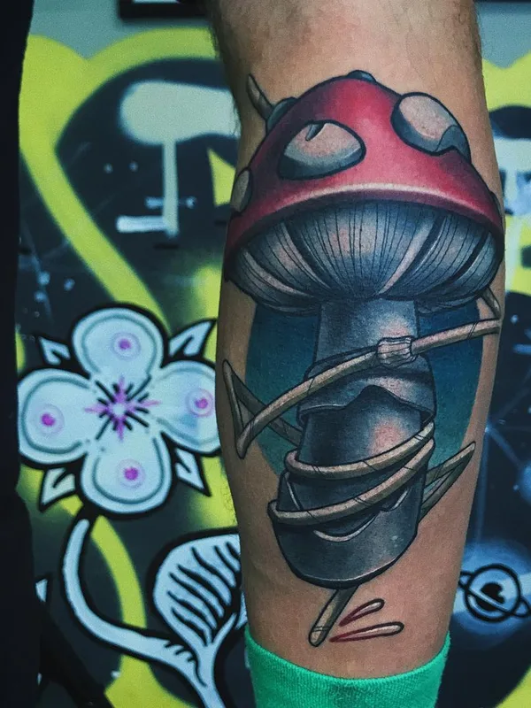 color illustrative tattoo on calf #35554 | Tattoo Artist Югин Жёстко