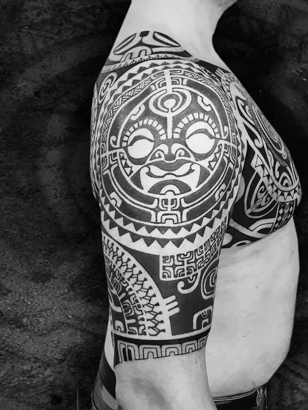 male black tribal tattoo on full sleeve #53815 | Tattoo Artist Марина Мандарин