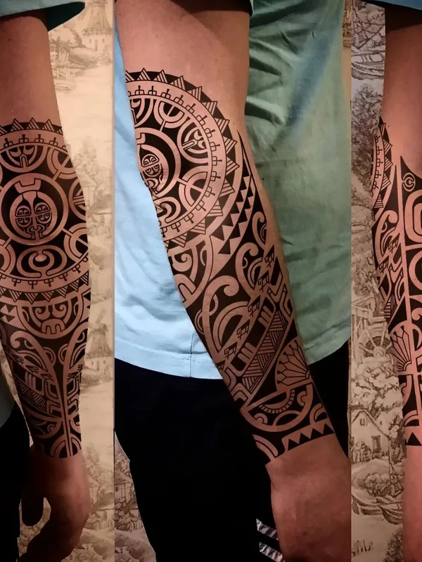 black tribal tattoo on full sleeve #53813 | Tattoo Artist Марина Мандарин