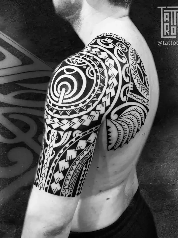 male black tribal tattoo on full sleeve #53814 | Tattoo Artist Марина Мандарин