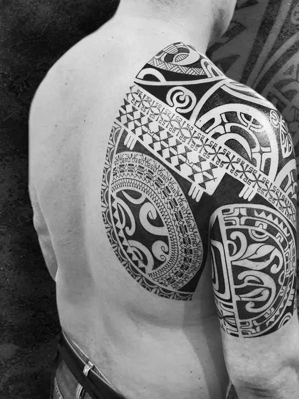 male black tribal tattoo on shoulder #53816 | Tattoo Artist Марина Мандарин