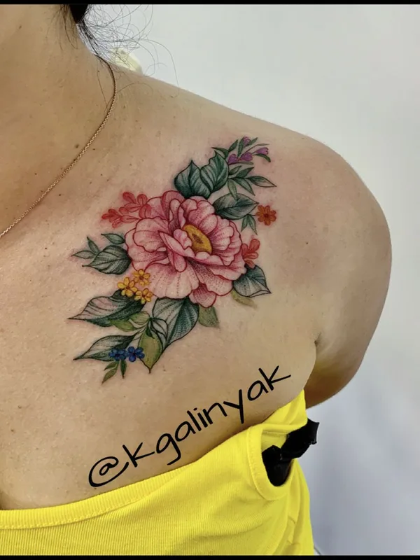 female color botanic татуировка на shoulder blade #36840 | Тату мастер Галиняк Оксана 