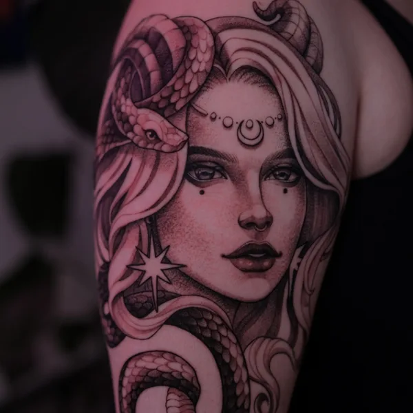 Graphic tattoo by Daria More  in Köln
