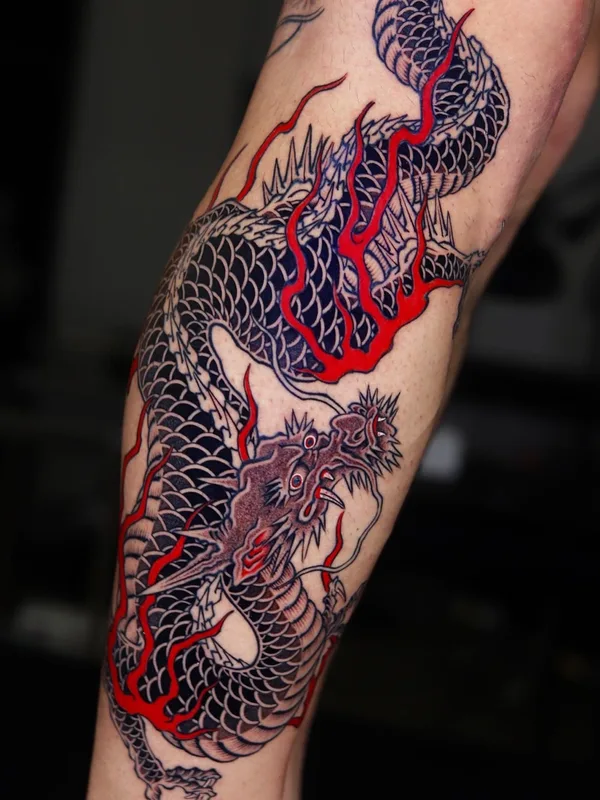 color japanese Tatuaggio su calf #57402 | Tatuatore dino_oriental