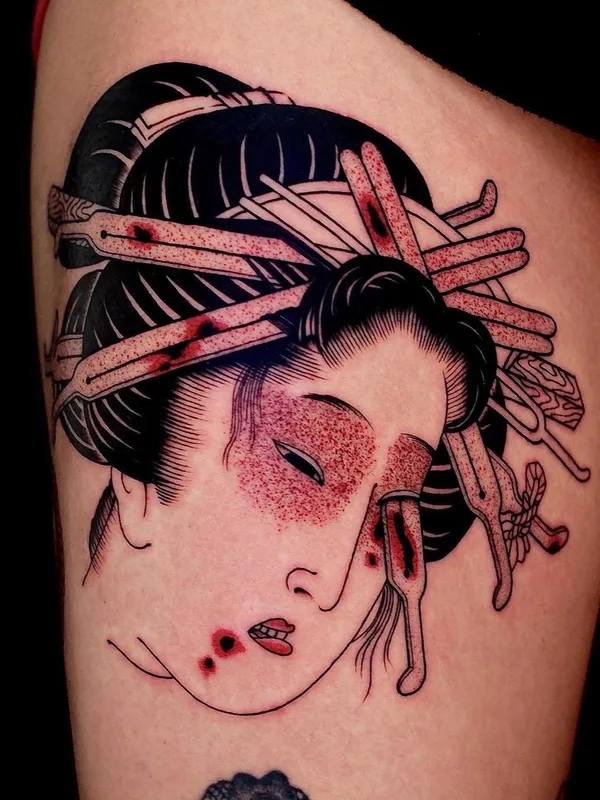 color japanese tattoo auf thigh #57425 | Tätowierer Dino