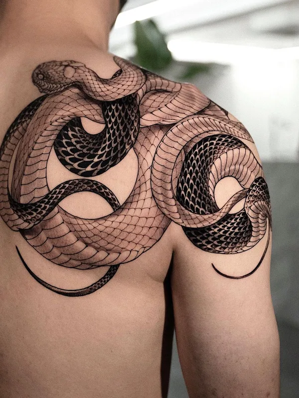black blackwork tattoo on shoulder #57455 | Tattoo Artist Hoon_unco