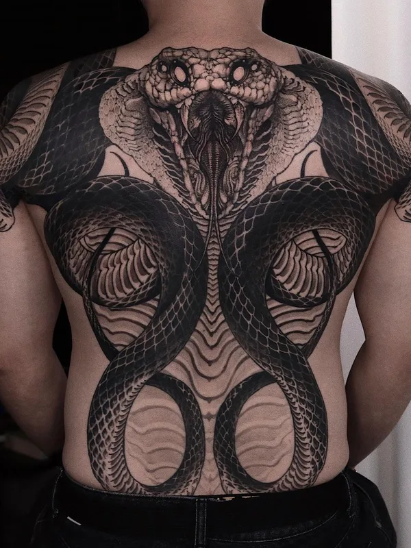black and grey realism tattoo on full back #57449 | Tattoo Artist Hoon_unco